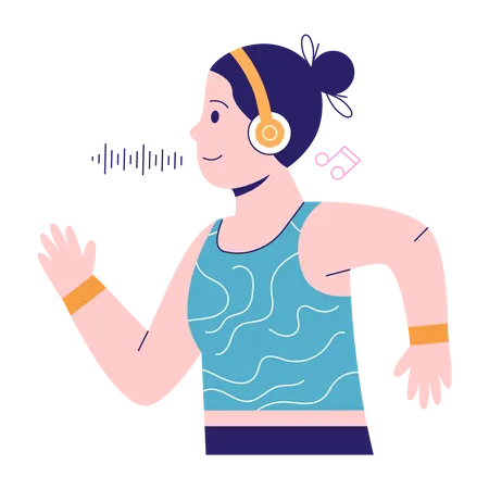 Listening Song While Jogging Illustration