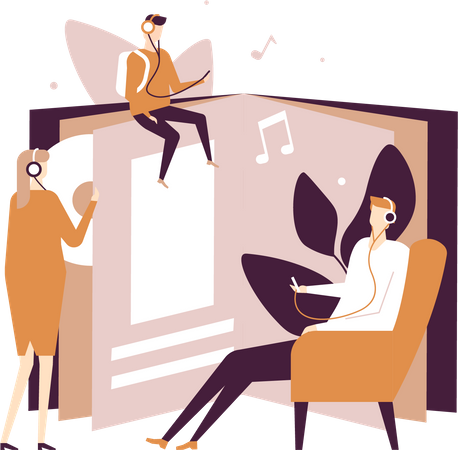 Listening to audiobooks  Illustration