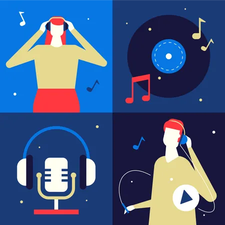 Listening to music  Illustration