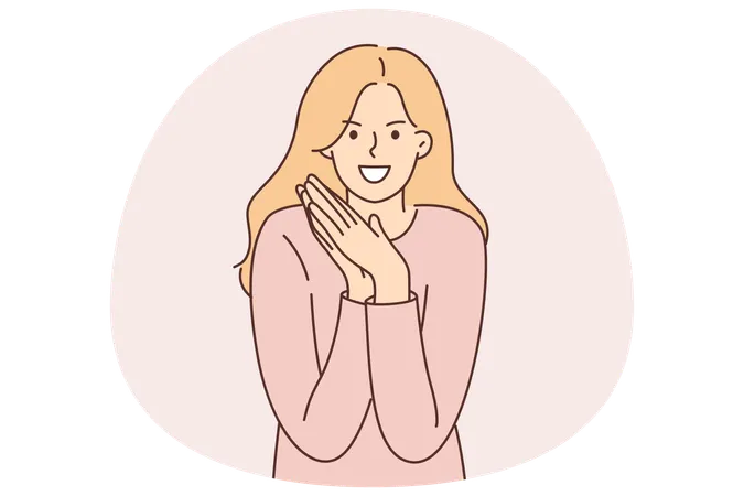 Schlaue Frau lächelt und reibt sich die Handflächen, will gemeine Taten begehen oder betrügen, um finanziellen Gewinn zu erzielen  Illustration