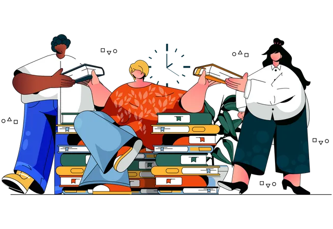 Literatur Leser Bücher teilen  Illustration