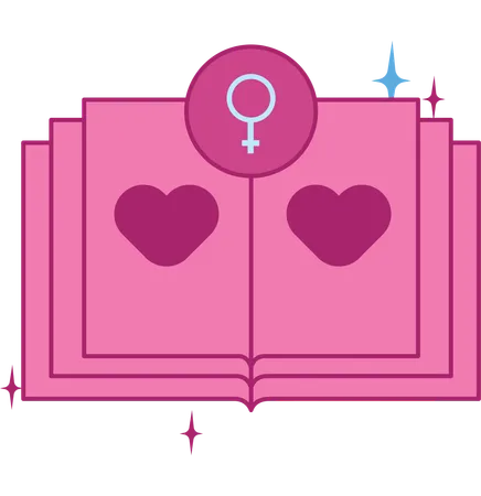 This Heartwarming Illustration Of A Book With Hearts And The Female Symbol Represents The Stories And Narratives That Empower And Uplift Women Illustration