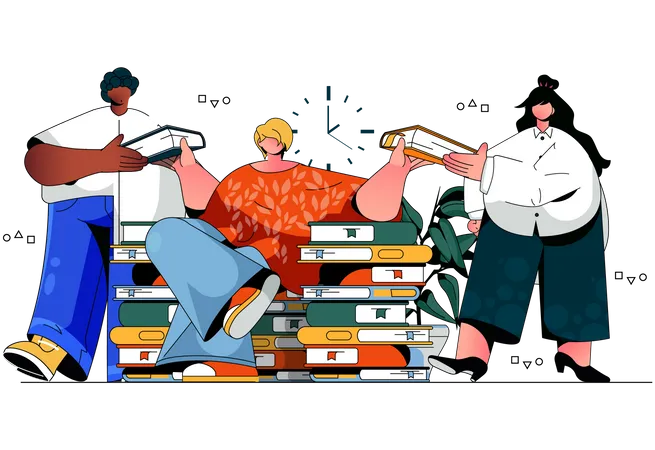 Literature readers Sharing books Illustration