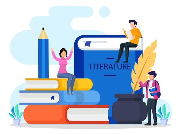 Literature School Subject Literary And Poetry Work Idea Of Education And Knowledge Vector Illustration