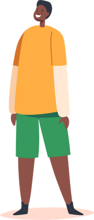 Little African Boy Wear Long-sleeved and Shorts Illustration