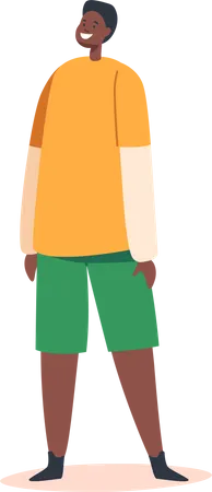 Little African Boy Wear Long-sleeved and Shorts  Illustration
