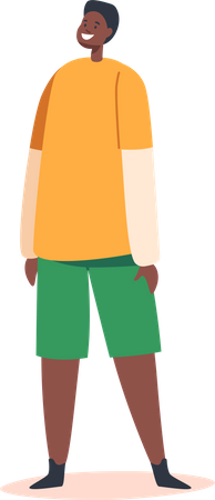 Little African Boy Wear Long-sleeved and Shorts  Illustration