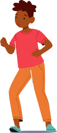 Little African Boy Wear Red T Shirt And Orange Trousers Isolated Happy Child Character Smiling Happy Emotion Kid Positivity Happiness And Childhood Concept Cartoon Vector Illustration Clipart Illustration