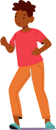 Little African Boy Wear Red T-shirt and Orange Trousers  Illustration