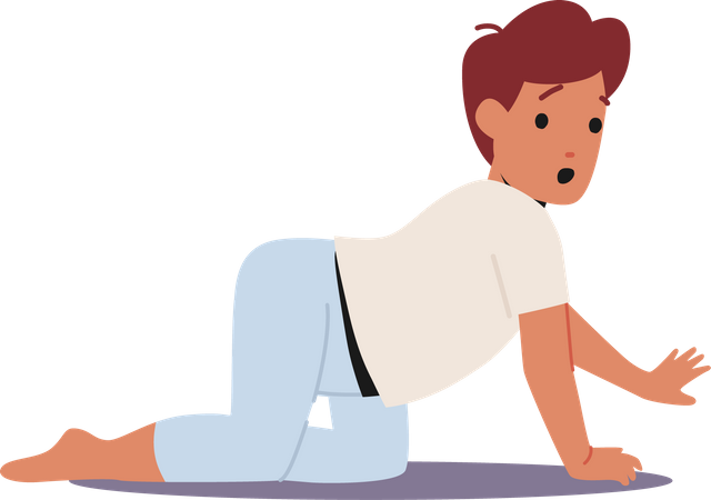 Little Baby Boy Crawl on Floor  Illustration