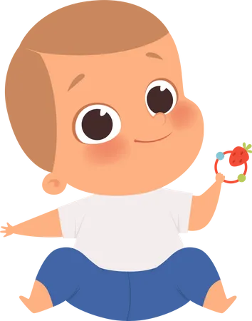 Little baby boy playing with toy  Illustration