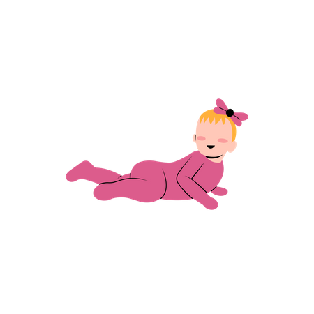 Little baby girl playing  Illustration