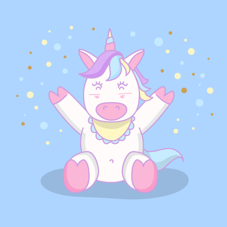 Little baby unicorn cartoon character Illustration