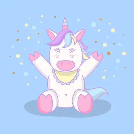 Little baby unicorn cartoon character Illustration