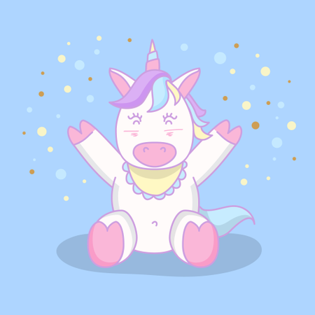 Little baby unicorn cartoon character  Illustration