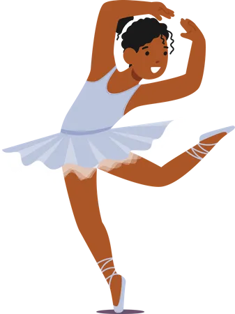 Graceful Little Ballerina Girl Character Captivates With Her Delicate Movements She Wears A Tutu Ballet Slippers And A Radiant Smile Showcasing Passion For Dance Cartoon People Vector Illustration Illustration