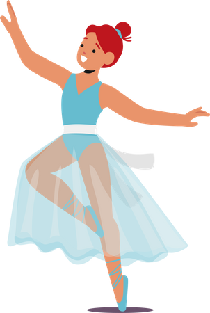 Little Ballerina Girl Character, Dressed In Tutu And Ballet Slippers  Illustration