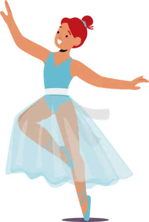 Little Ballerina Girl Character, Dressed In Tutu And Ballet Slippers  Illustration
