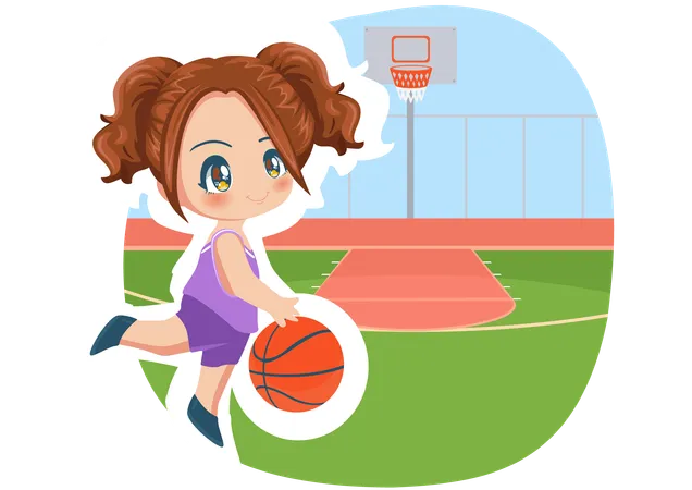 Basketball Chibi Girl Illustration Illustration