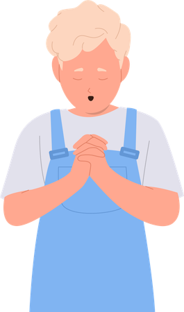 Little boy asking god folding hands in praying position  Illustration