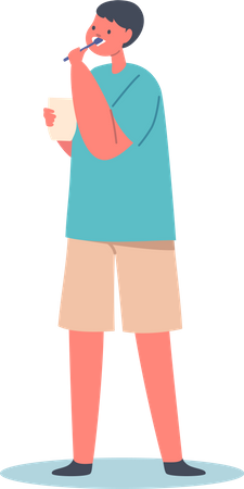 Little boy Brushing Teeth  Illustration