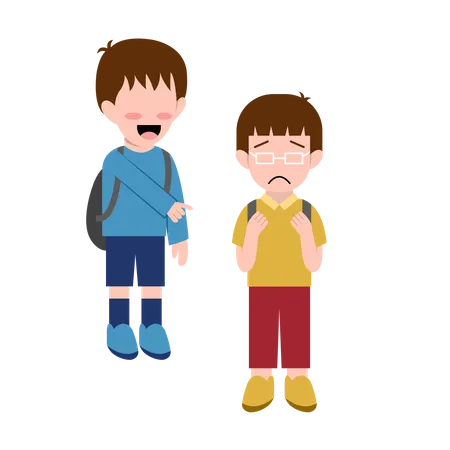 Little Boy Bullying Another Boy  Illustration