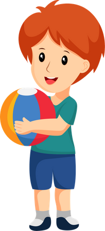 Little Boy Carrying  Ball  Illustration