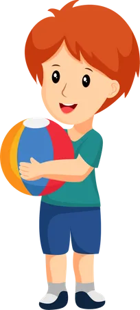 Little Boy Carrying  Ball  Illustration