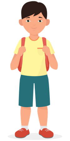 Little boy carrying school bag  Illustration