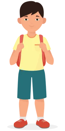 Little boy carrying school bag  Illustration