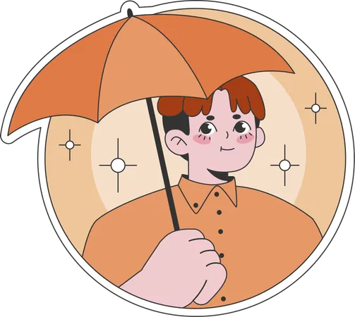Little boy carrying umbrella  Illustration