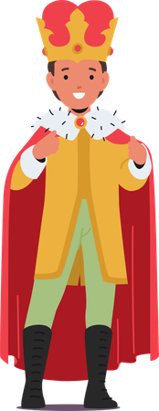 Little Boy Character In Majestic King Costume  Illustration