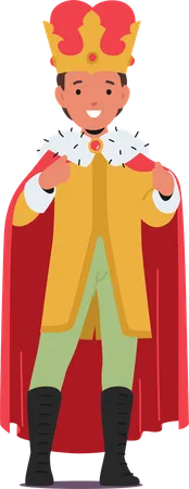 Little Boy Character In Majestic King Costume  Illustration