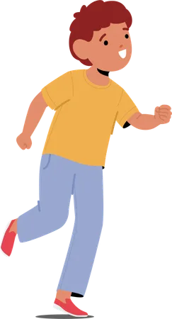 Little Boy Character Runs and Dashes Joyfully His Laughter Echoing Through Air  Illustration