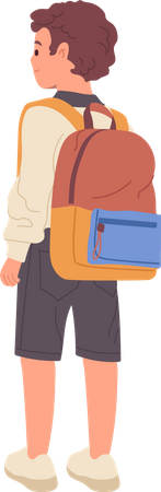 Little boy child walking with backpack  Illustration