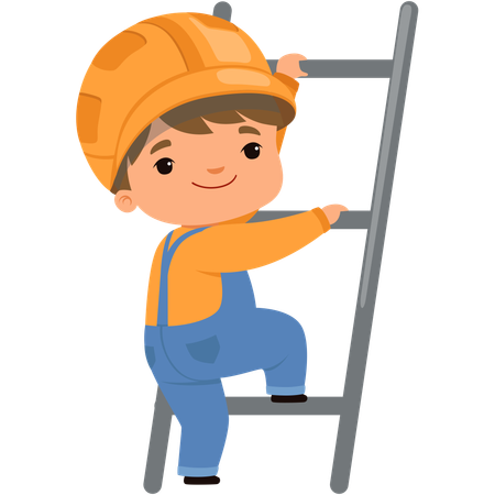 Little boy climbing ladder  Illustration