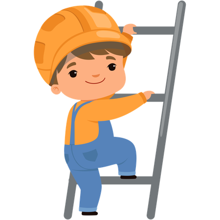 Little boy climbing ladder  Ilustración