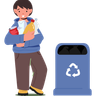 little boy throwing garbage illustration