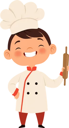 Little boy cook preparing food Illustration