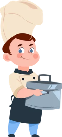 Little boy cook preparing food Illustration