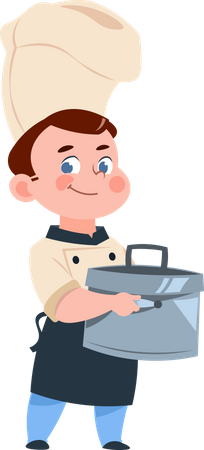 Little boy cook preparing food  Illustration