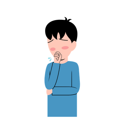 Little Boy Coughing  Illustration