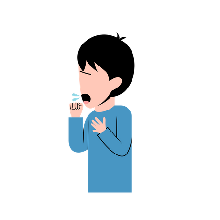 Little Boy Coughing  Illustration