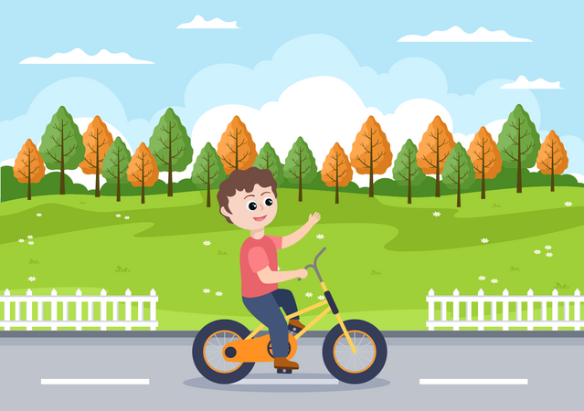 Little boy cycling  Illustration