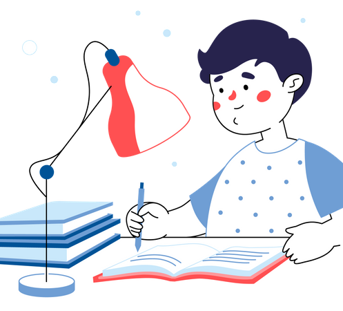 Little boy doing homework  Illustration