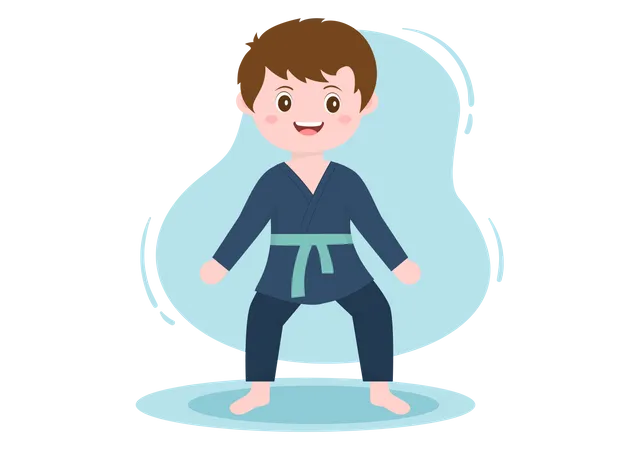 Little boy doing karate Illustration