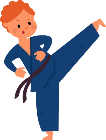 Little boy doing karate Illustration