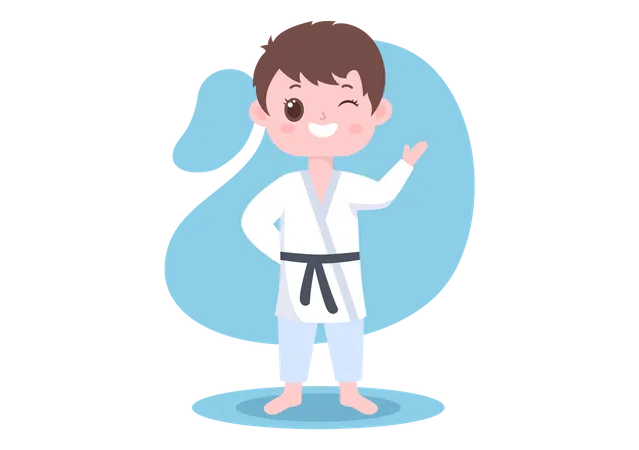 Little boy doing karate  Illustration