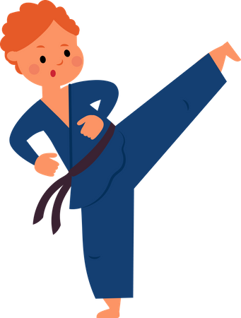 Little boy doing karate  Illustration