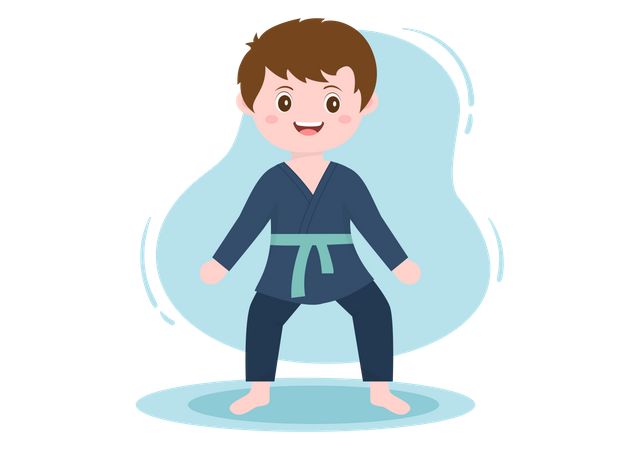 Little boy doing karate  Illustration